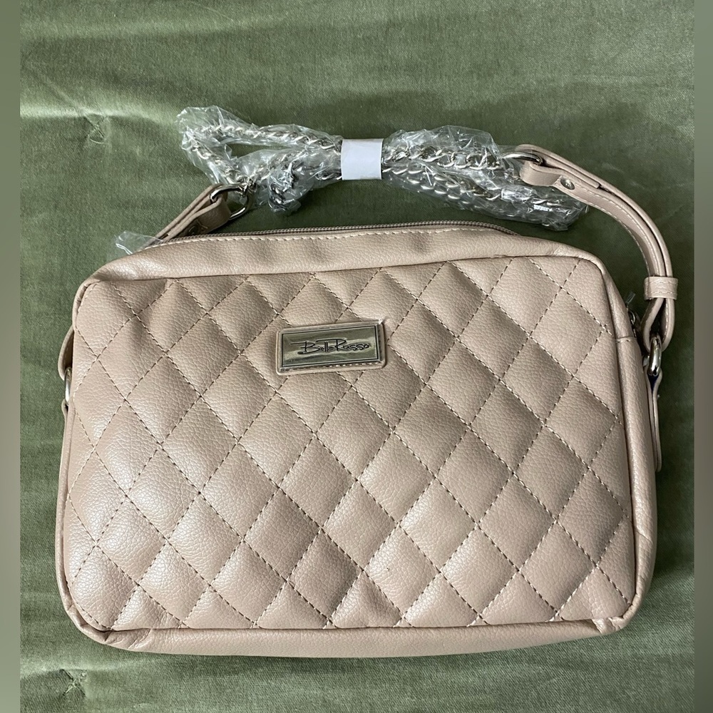 Bella Russo beige purse shoulder crossbody chain strap never used